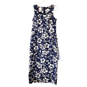 Hilo Hattie Vintage Hawaiian Maxi Dress Blue Floral Sz 4 (Approximate)